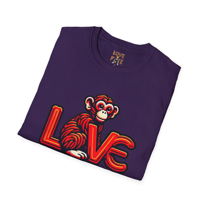 T-shirt Love Monkey Design - Cool, Stylish & Trendy - Perfect for Casual Wear - Unique Gift Idea