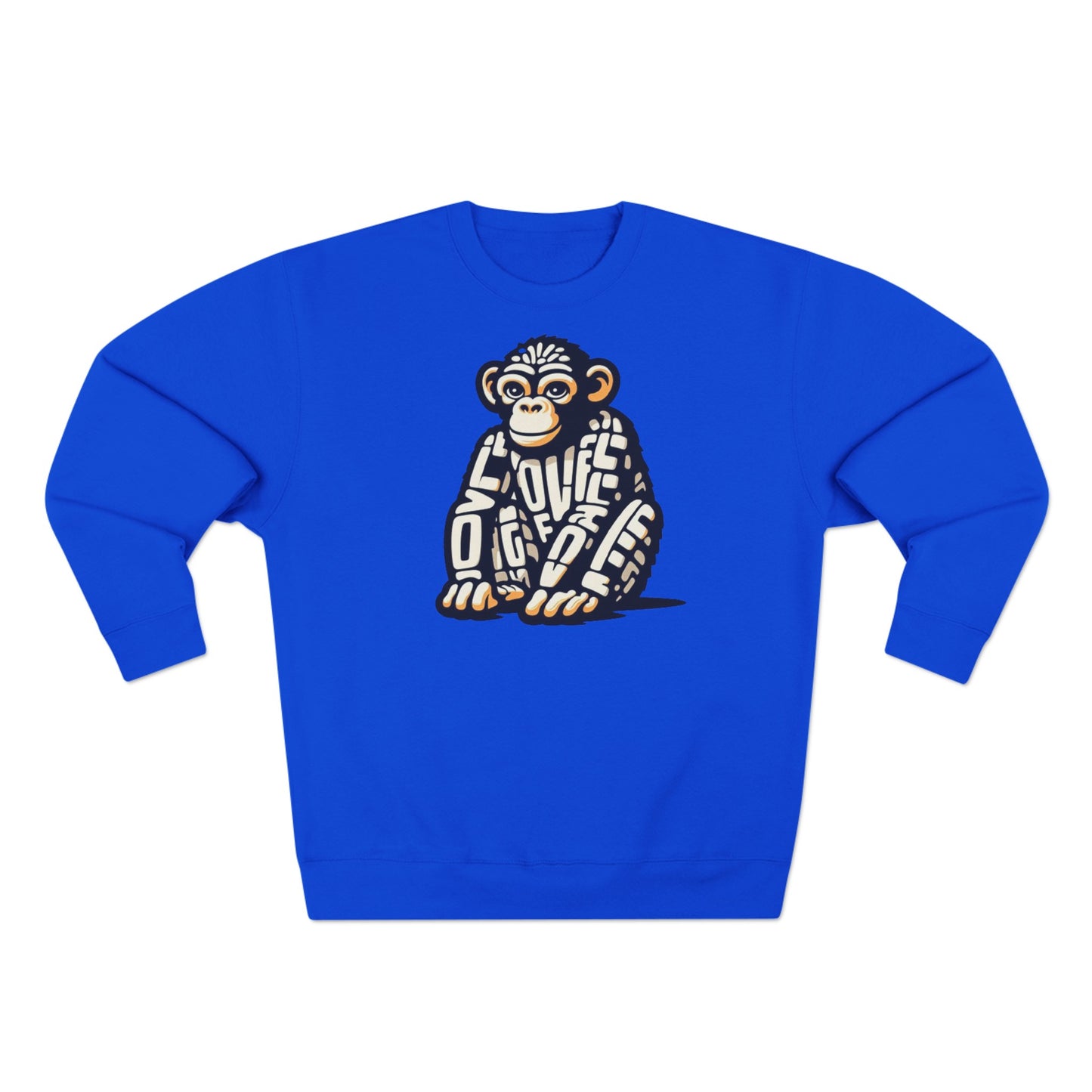 Love Monkey Sweatshirt, Unisex Premium Crewneck, Cosy Casual Wear for Him & Her, Ideal Christmas or Birthday Gift