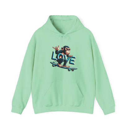 Hoodie Love Monkey Skate - Unisex Heavy Blend™ Hooded Sweatshirt, Comfy Skateboarding Apparel, Perfect Gift for Skaters