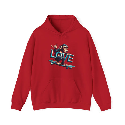 Hoodie Love Monkey Skate - Unisex Heavy Blend™ Hooded Sweatshirt, Comfy Skateboarding Apparel, Perfect Gift for Skaters