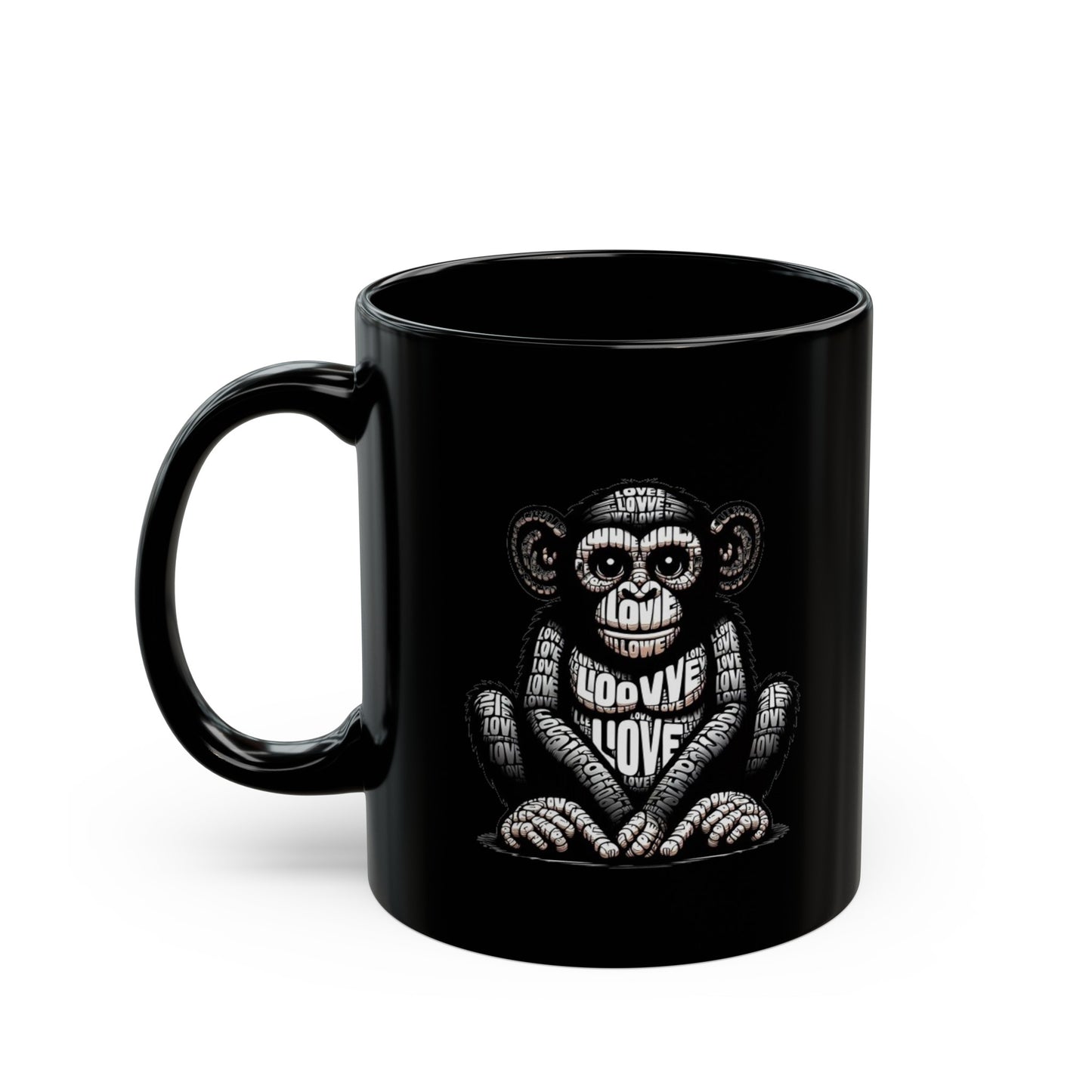 Love Monkey Mug - 11oz Black Limited Edition, Adorable Coffee Companion, Great Gift for Couples & Anniversaries