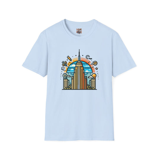 T Shirt Featuring Vintage Empire State Building Art, Retro New York City Tee for Travel Enthusiasts, Ideal Present