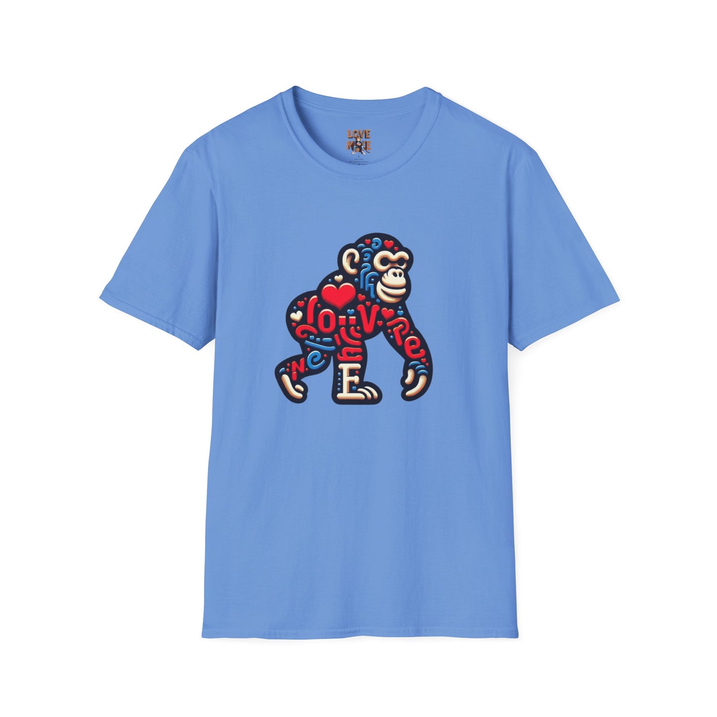 T-Shirt Love Monkey - Unisex Softstyle Casual Wear, Fashionable & Unique Gift for Friends, Family, Birthdays and More