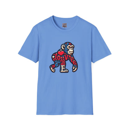 T-Shirt Love Monkey - Unisex Softstyle Casual Wear, Fashionable & Unique Gift for Friends, Family, Birthdays and More