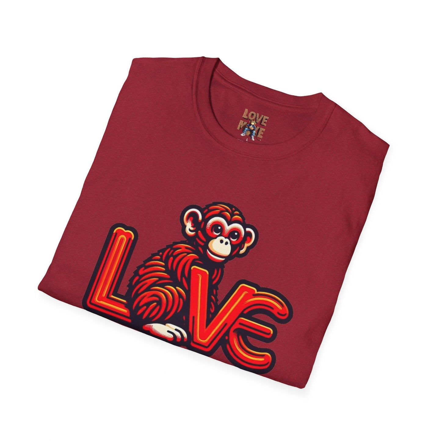 T-shirt Love Monkey Design - Cool, Stylish & Trendy - Perfect for Casual Wear - Unique Gift Idea