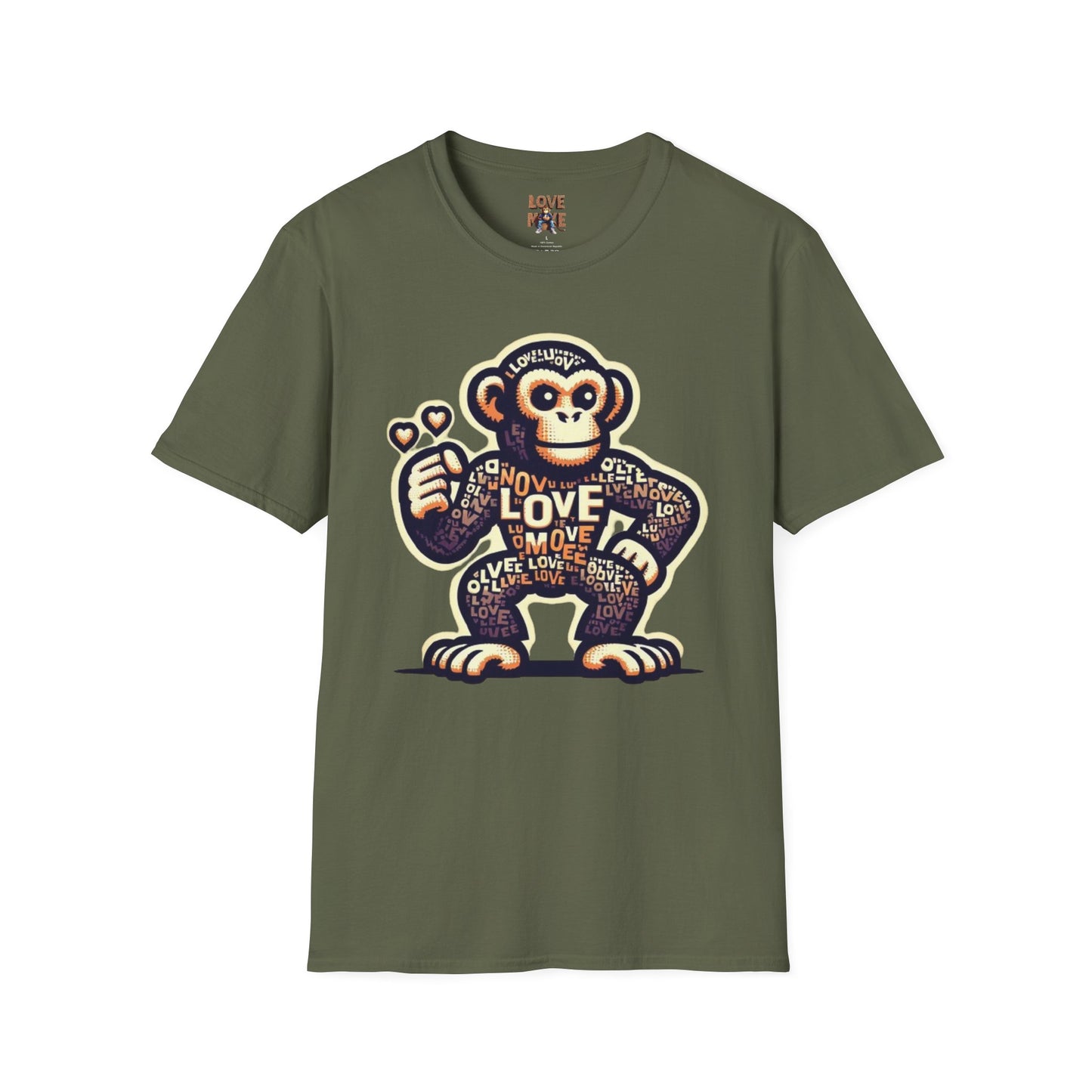 T-Shirt Love Monkey - Cool, Stylish & Trendy Unisex Softstyle Tee for Casual Wear, Perfect Gift for Friends and Family