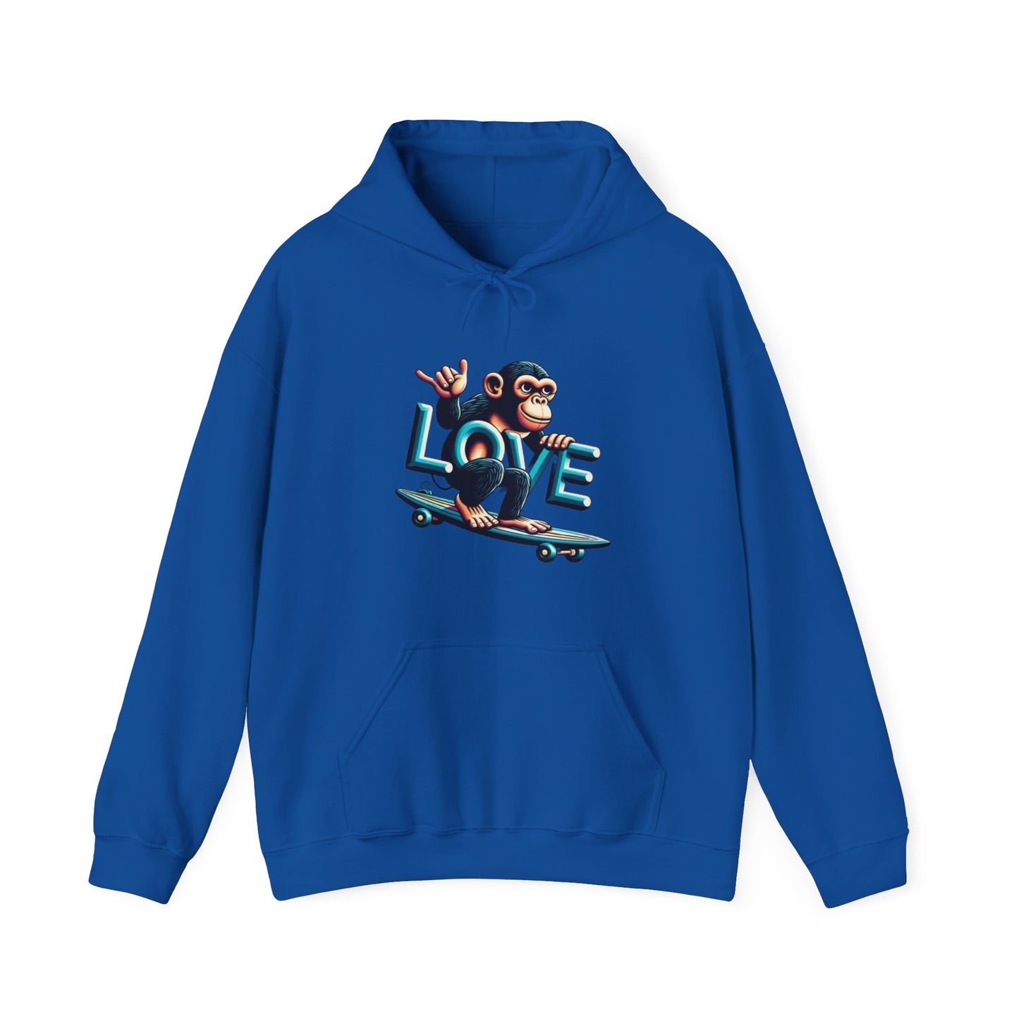 Hoodie Love Monkey Skate - Unisex Heavy Blend™ Hooded Sweatshirt, Comfy Skateboarding Apparel, Perfect Gift for Skaters