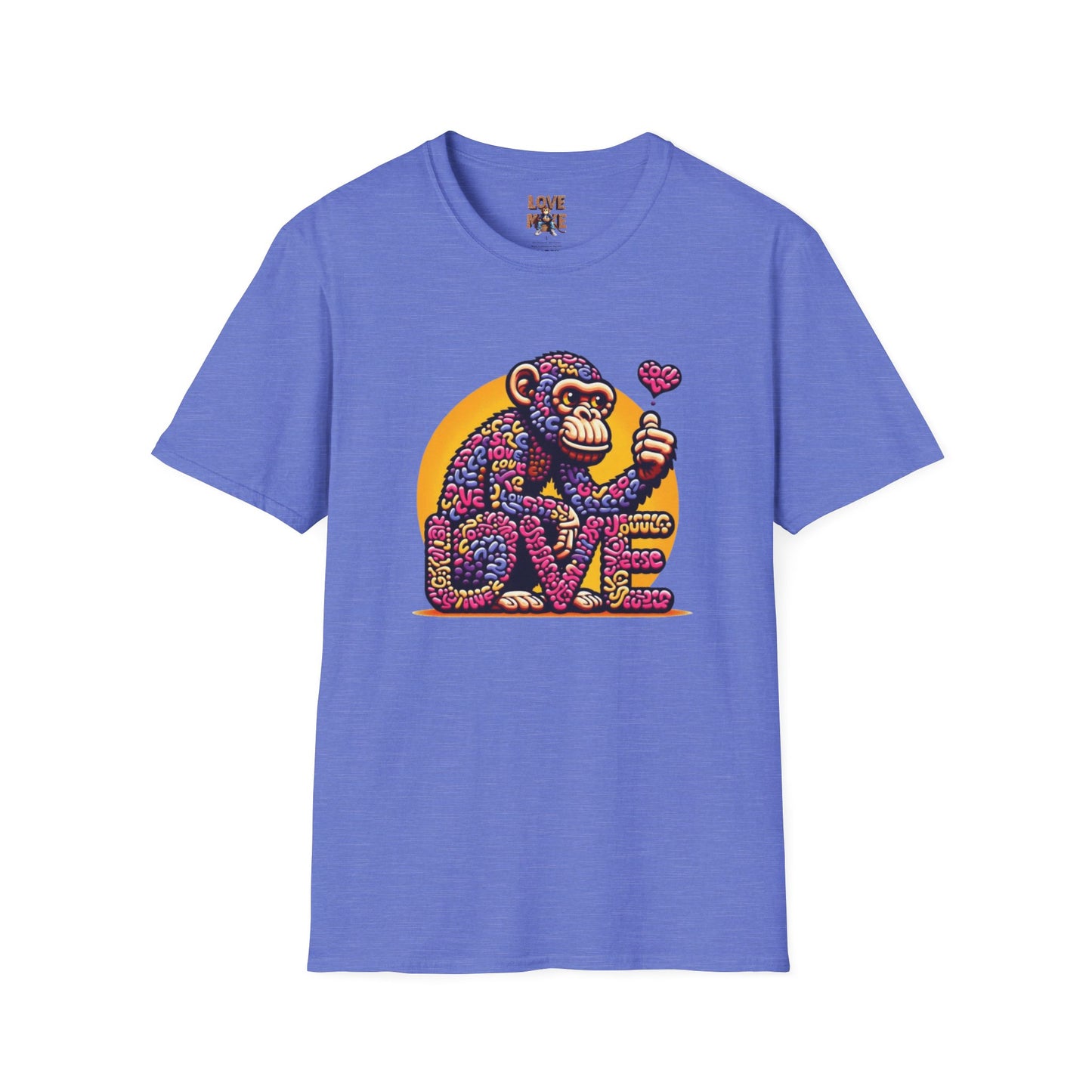 T-Shirt - Love Monkey Design, Trendy Unisex Softstyle Tee, Stylish & Cool Casual Wear, Perfect Gift for Any Occasion