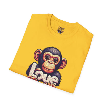 Love Monkey T-Shirt - Unique Designer Graphic Tee, Perfect Casual Wear, Ideal Designer Wear Gift