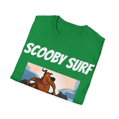 Scooby Surf T-Shirt Surfs Up - Unisex Softstyle Tee, Perfect for Beach Lovers & Water Sports Enthusiasts, Great Gift Idea