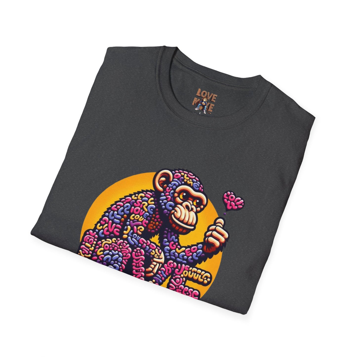 T-Shirt - Love Monkey Design, Trendy Unisex Softstyle Tee, Stylish & Cool Casual Wear, Perfect Gift for Any Occasion