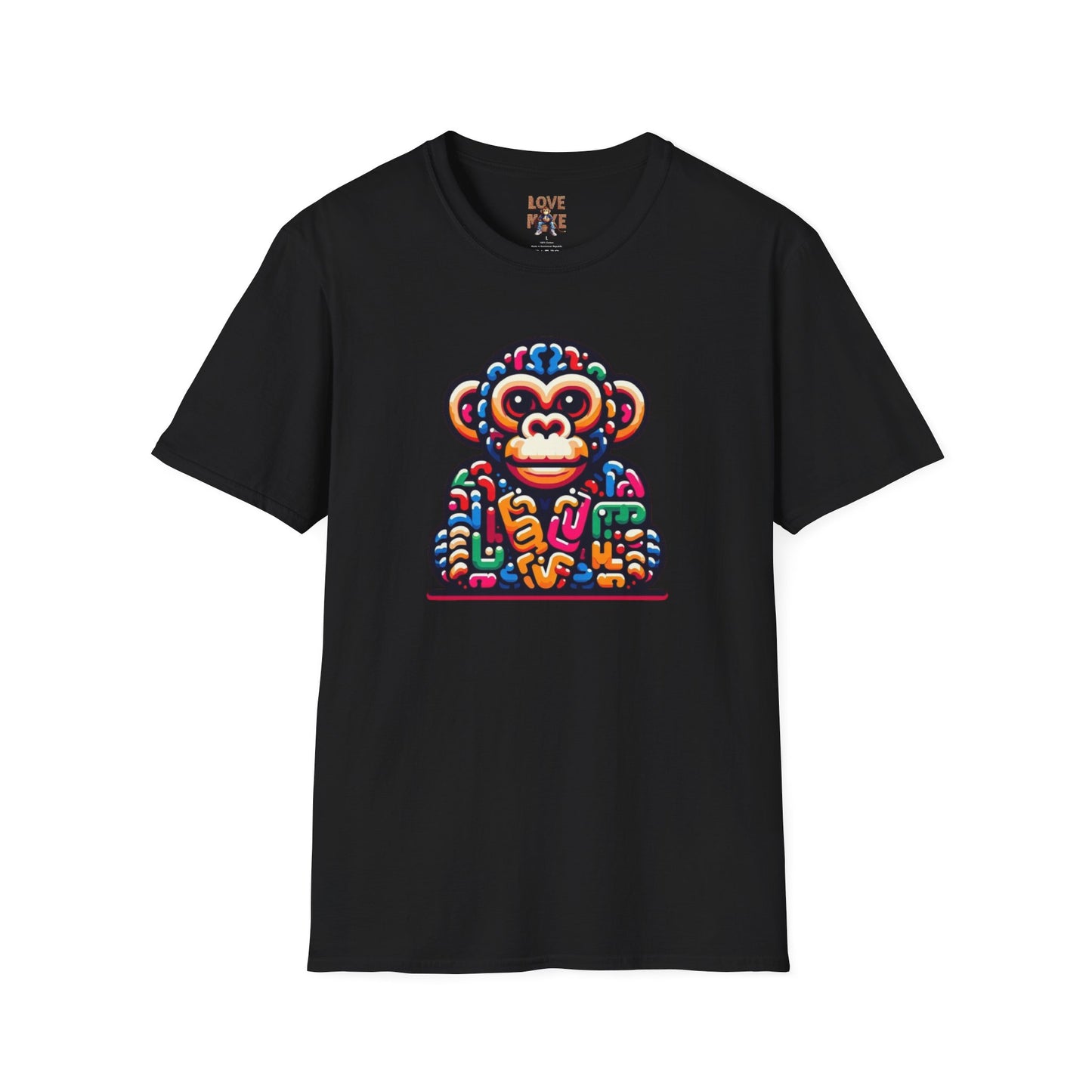 T-Shirt - Love Monkey Design, Trendy Unisex Softstyle Tee, Stylish & Cool Casual Wear, Perfect Gift for Any Occasion