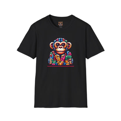 T-Shirt - Love Monkey Design, Trendy Unisex Softstyle Tee, Stylish & Cool Casual Wear, Perfect Gift for Any Occasion