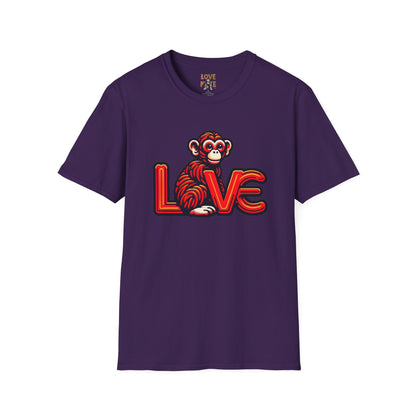 T-shirt Love Monkey Design - Cool, Stylish & Trendy - Perfect for Casual Wear - Unique Gift Idea