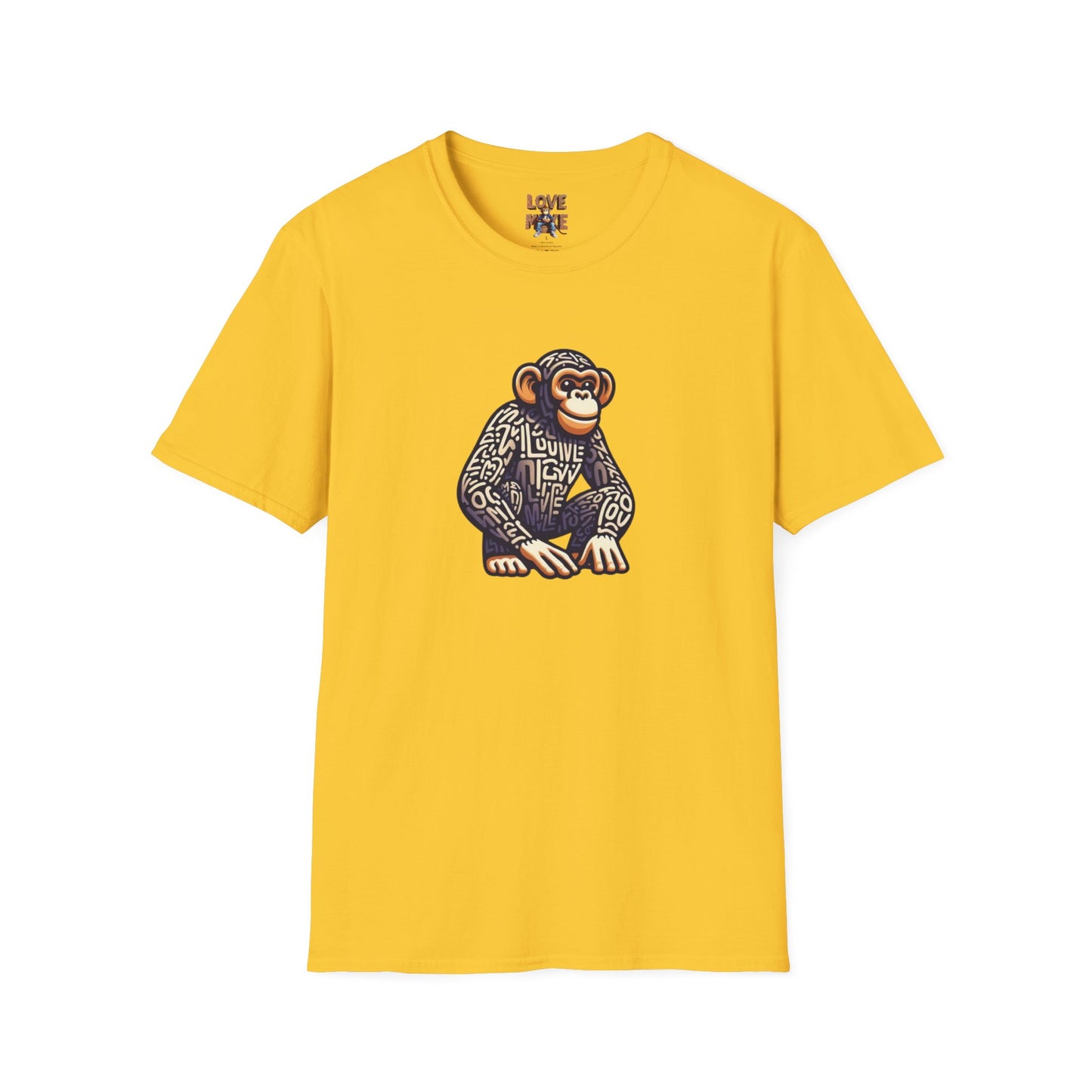 Love Monkey T-Shirt - Unique Designer Graphic Tee, Perfect Casual Wear, Ideal Designer Wear Gift