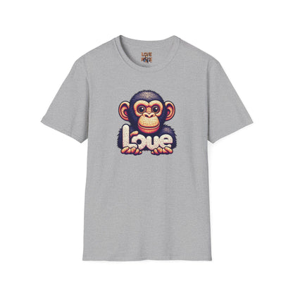 Love Monkey T-Shirt - Unique Designer Graphic Tee, Perfect Casual Wear, Ideal Designer Wear Gift