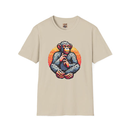 T-Shirt Love Monkey - Unisex Softstyle Casual Wear, Fashionable & Unique Gift for Friends, Family, Birthdays and More