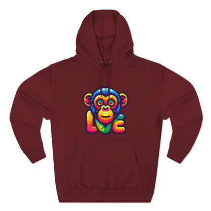 Hoodie with Love Monkey Design, Unisex Premium Crewneck, Stylish & Comfortable Outfit, Great Gift for Friends or Loved Ones