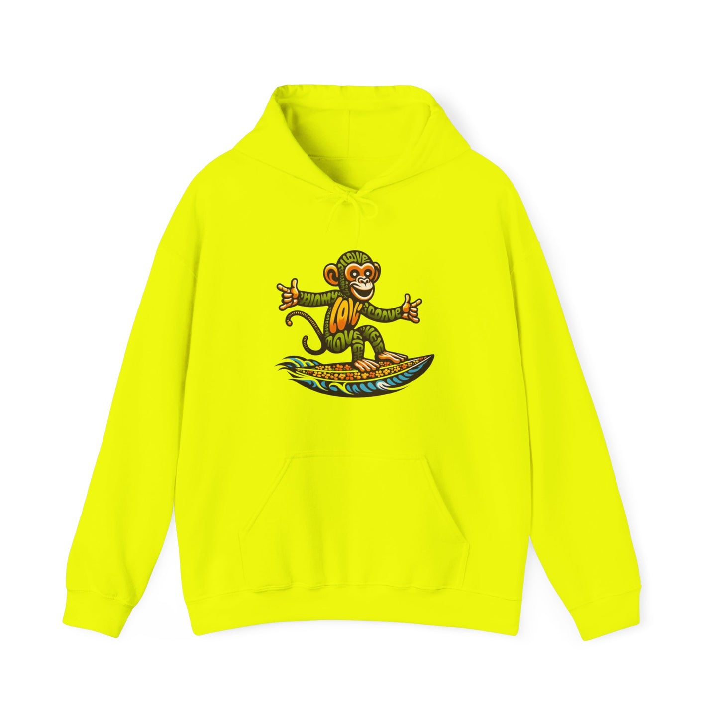 Hoodie Love Monkey Design, Cool Surfer Style Tee, Perfect for Beach Days, Great Gift for Surf Lovers