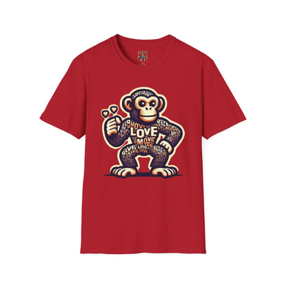 T-Shirt Love Monkey - Cool, Stylish & Trendy Unisex Softstyle Tee for Casual Wear, Perfect Gift for Friends and Family