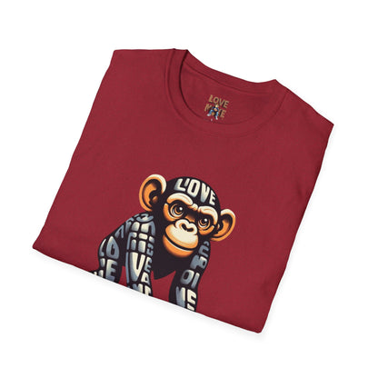 Designer Love Monkey T-Shirt - Cool Graphic Animal Top, Ideal for Casual Outfits, Designer Shirt