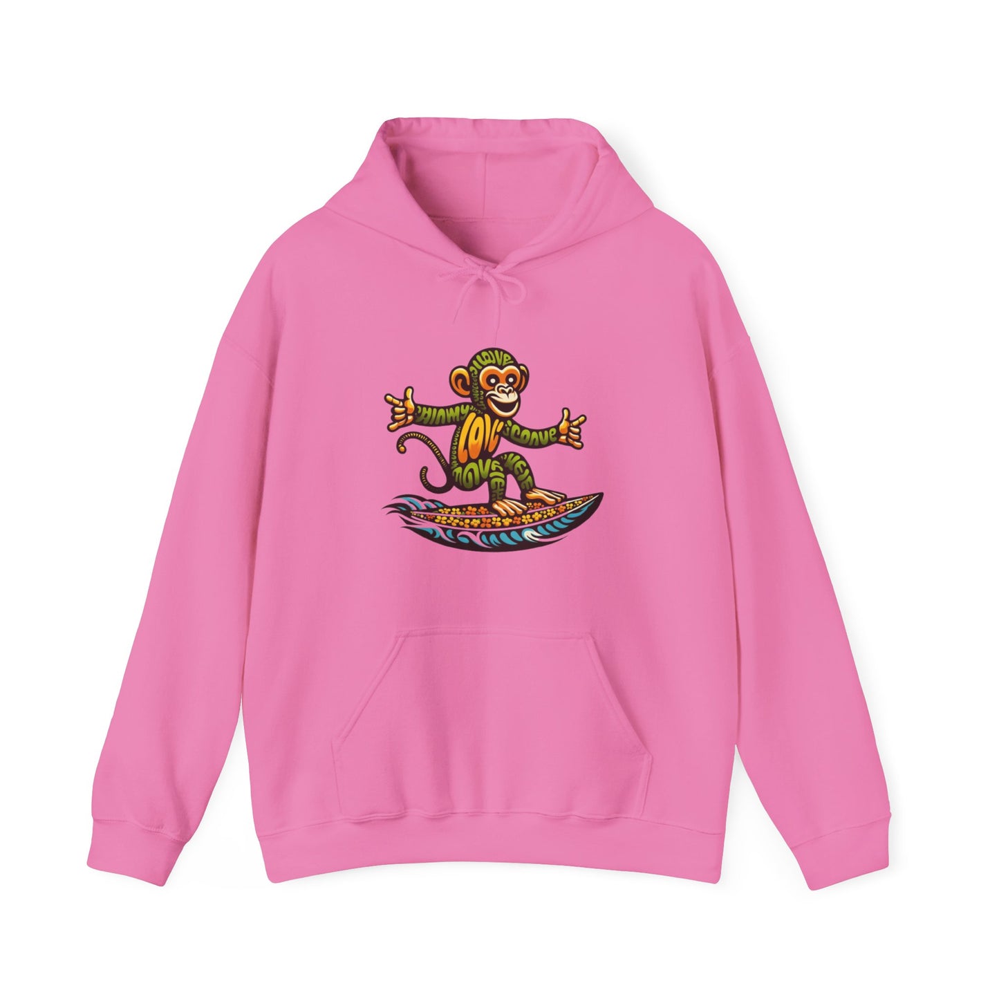 Hoodie Love Monkey Design, Cool Surfer Style Tee, Perfect for Beach Days, Great Gift for Surf Lovers