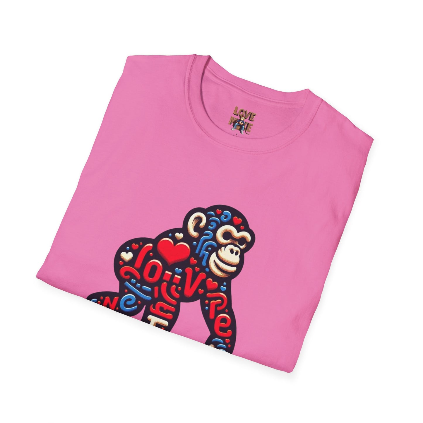 T-Shirt Love Monkey - Unisex Softstyle Casual Wear, Fashionable & Unique Gift for Friends, Family, Birthdays and More