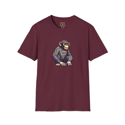 Love Monkey T-Shirt - Unique Designer Graphic Tee, Perfect Casual Wear, Ideal Designer Wear Gift