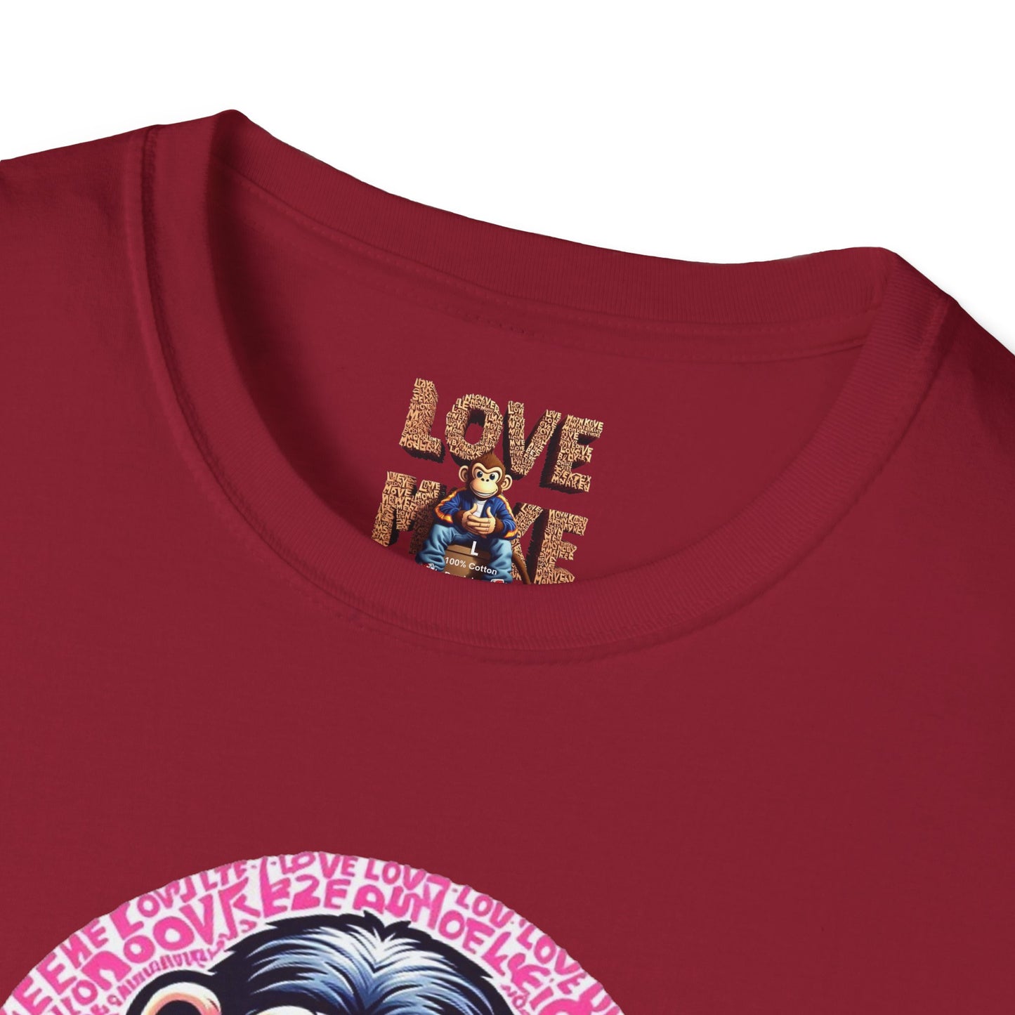 T Shirt with Unique Love Monkey Graphic, Stylish & Trendy, Ideal for Everyday Wear, Fun Gift Idea