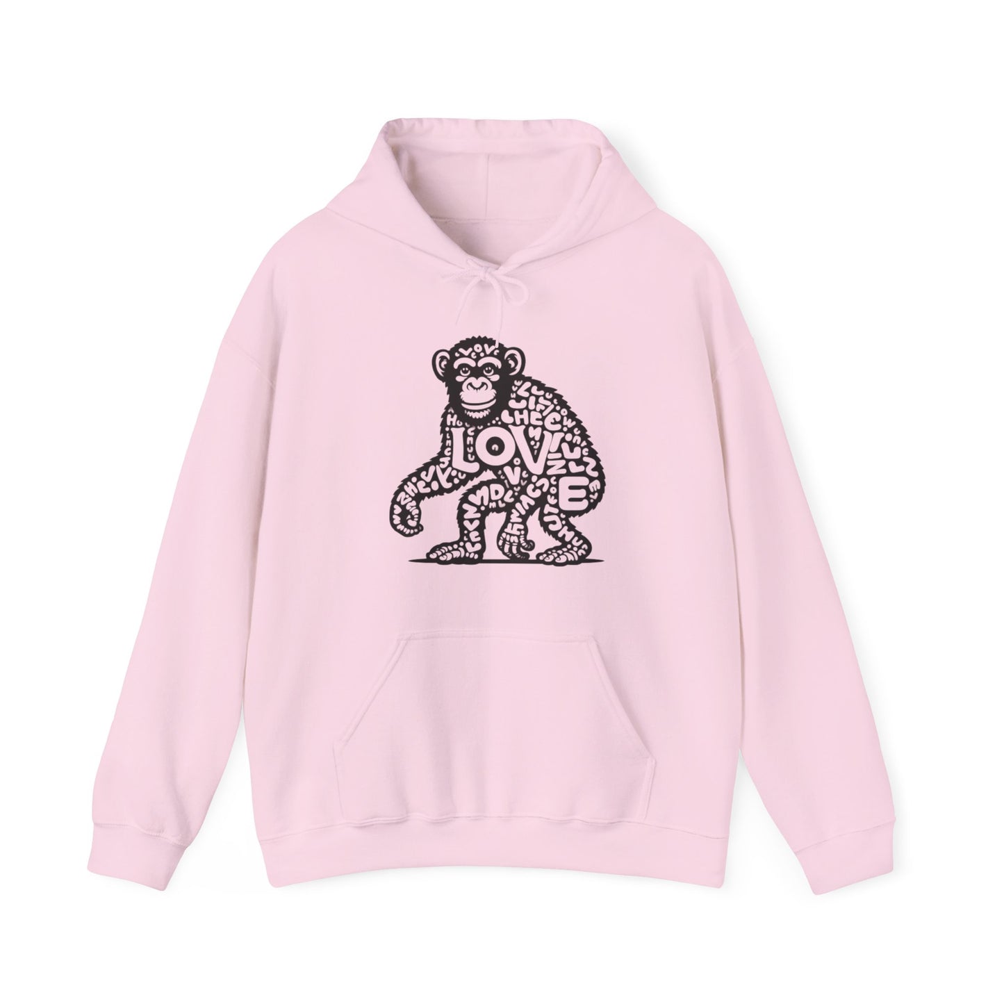 Hooded Sweatshirt Love Monkey Unisex Premium Crewneck, Cosy Comfy Warm Clothing, Perfect Gift for Couples, Valentine's Day Present