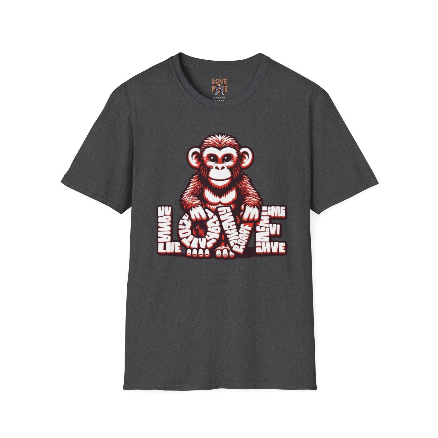 Love Monkey T-Shirt - Trendy & Stylish Graphic Tee - Ideal for Everyday Fashion - Great Gift for All