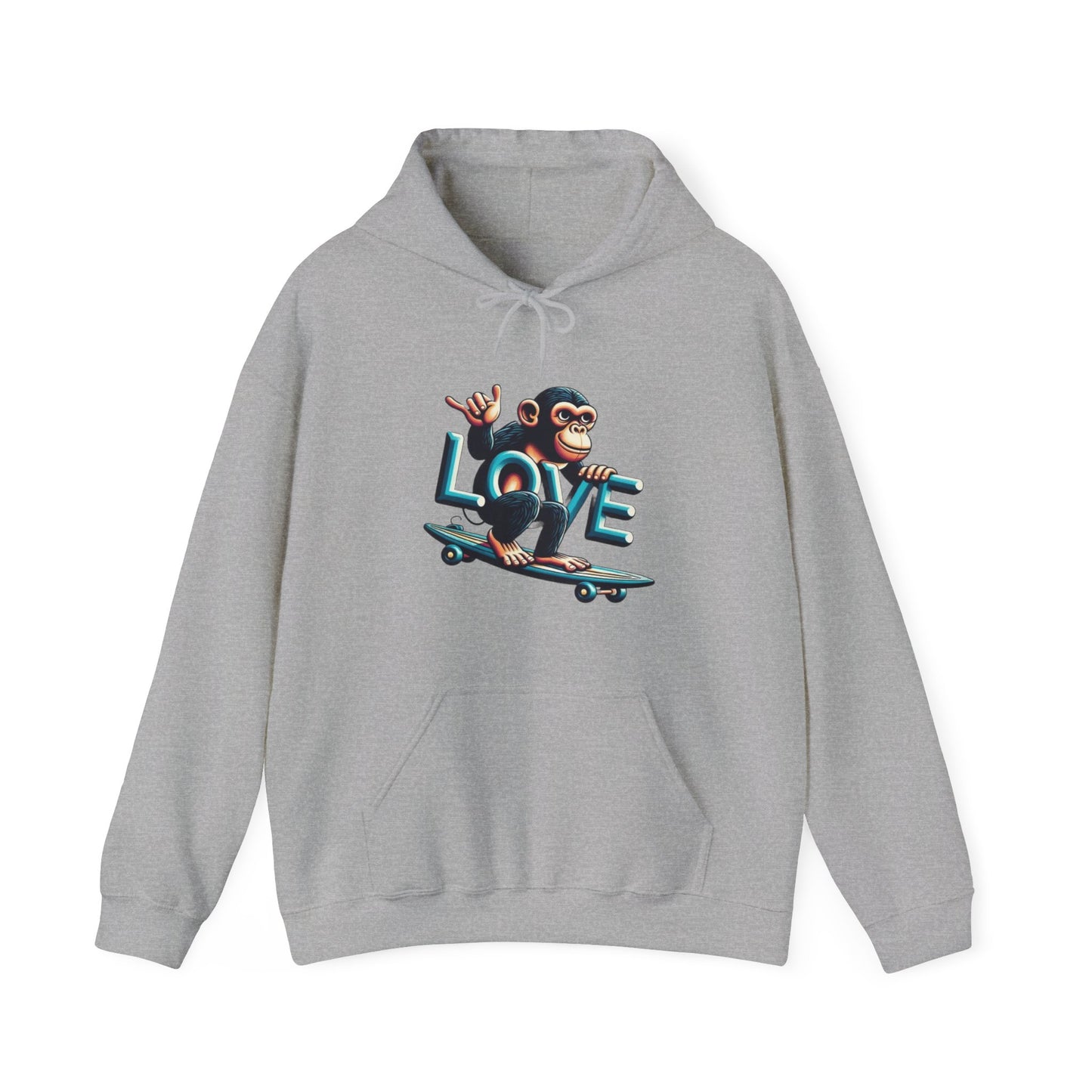 Hoodie Love Monkey Skate - Unisex Heavy Blend™ Hooded Sweatshirt, Comfy Skateboarding Apparel, Perfect Gift for Skaters