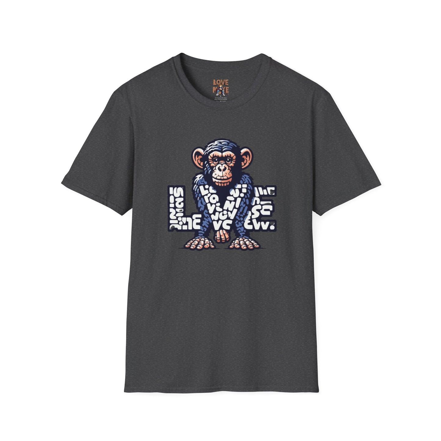 T-shirt Love Monkey Design, Cool & Stylish Tee, Perfect for Casual Wear and a Unique Gift for Friends and Family