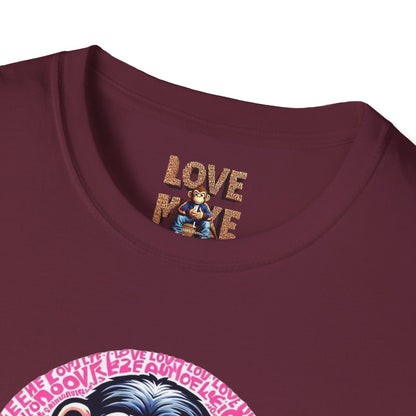 T Shirt with Unique Love Monkey Graphic, Stylish & Trendy, Ideal for Everyday Wear, Fun Gift Idea