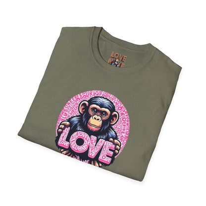 T Shirt with Unique Love Monkey Graphic, Stylish & Trendy, Ideal for Everyday Wear, Fun Gift Idea