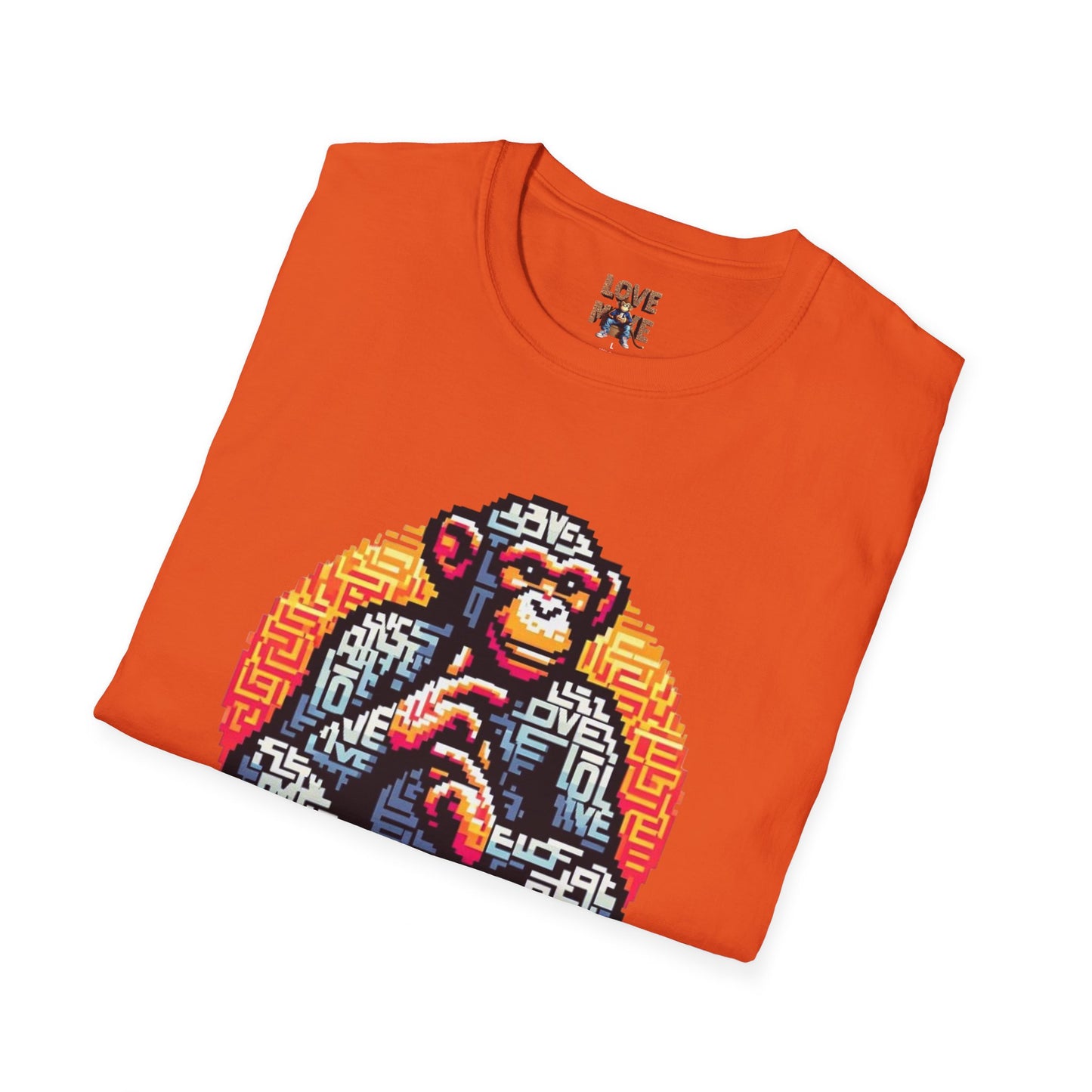 T-Shirt Love Monkey - Unisex Softstyle Casual Wear, Fashionable & Unique Gift for Friends, Family, Birthdays and More