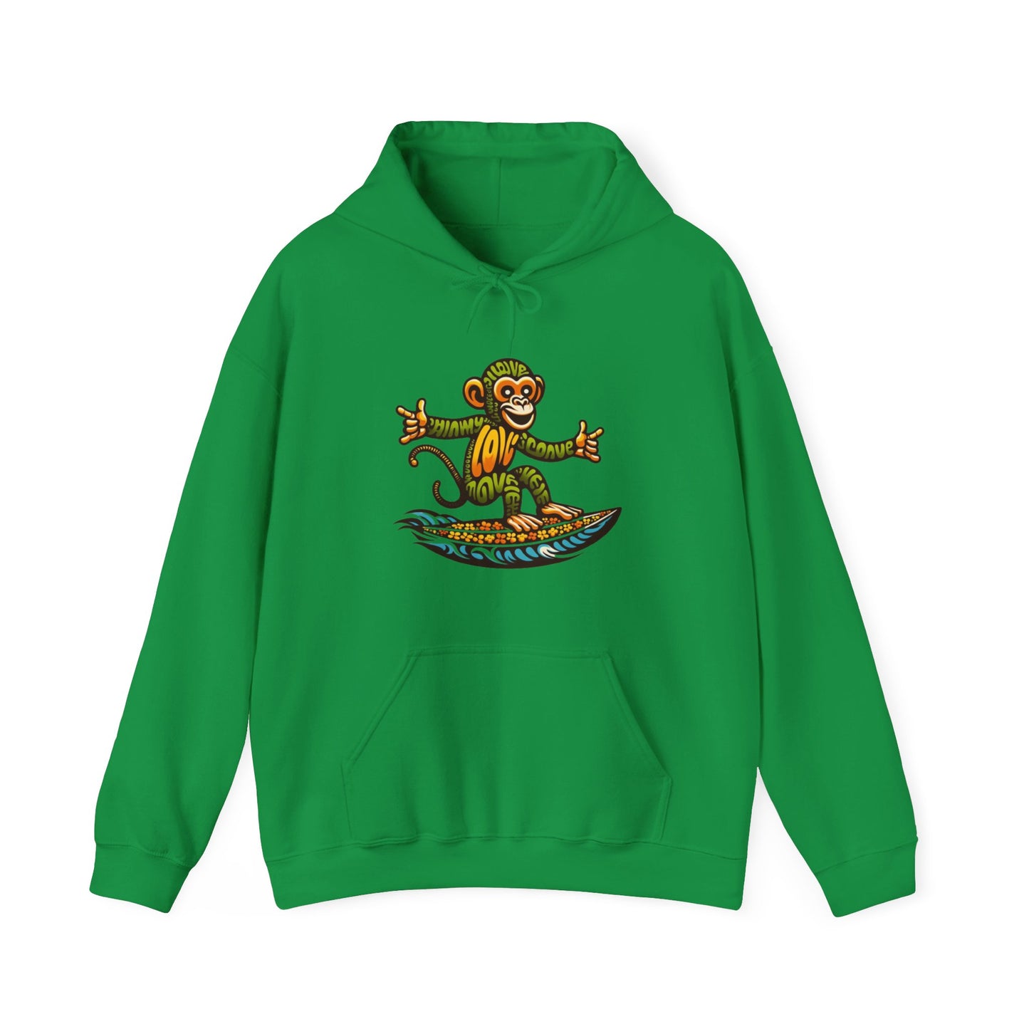 Hoodie Love Monkey Design, Cool Surfer Style Tee, Perfect for Beach Days, Great Gift for Surf Lovers