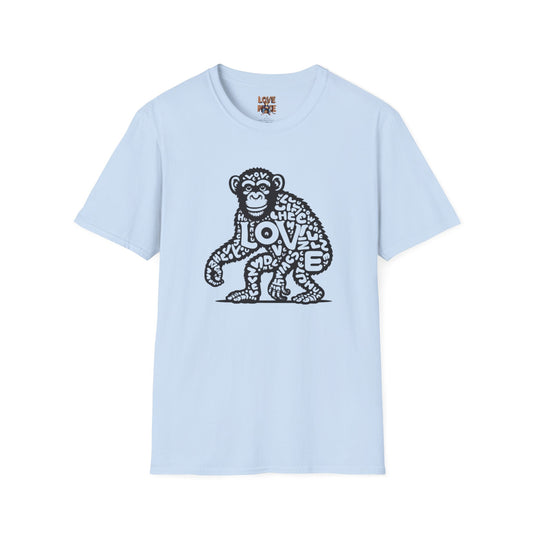 T-shirt with Love Monkey Print, Stylish & Cool Casual Wear, Great for Expressing Personality, Perfect Gift Idea