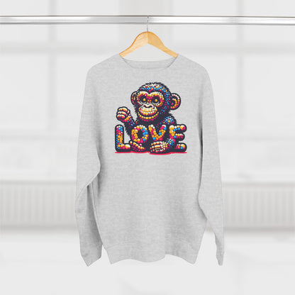 Love Monkey Sweatshirt, Unisex Premium Crewneck, Cozy Casual Wear for Him & Her, Ideal Christmas or Birthday Gift