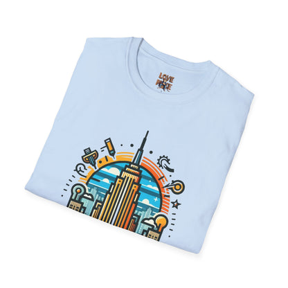 T Shirt Featuring Vintage Empire State Building Art, Retro New York City Tee for Travel Enthusiasts, Ideal Present