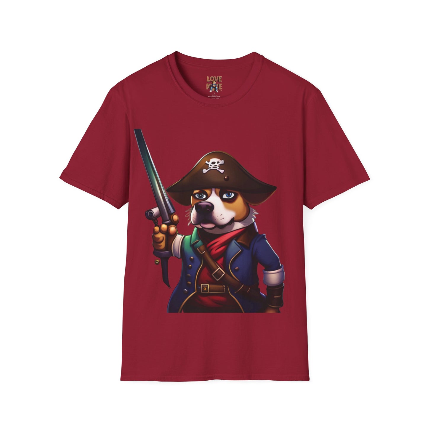 T Shirt - Dog Pirate Design, Fun and Unique Pet Lover Tee, Perfect for Themed Parties, Great Gift for Dog Owners