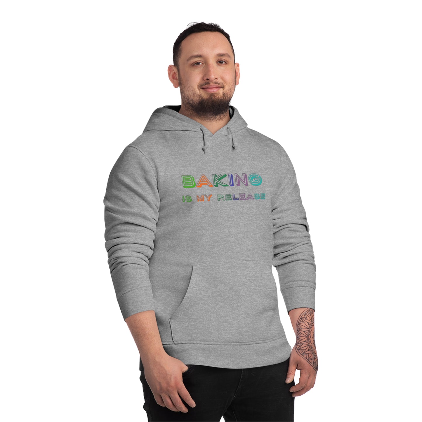 Introducing our cosy and stylish "Baking Is My Release" hoodie