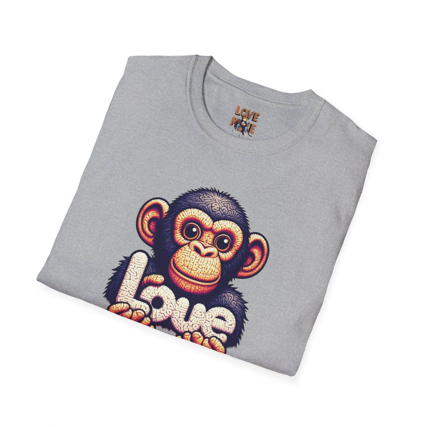 Love Monkey T-Shirt - Unique Designer Graphic Tee, Perfect Casual Wear, Ideal Designer Wear Gift