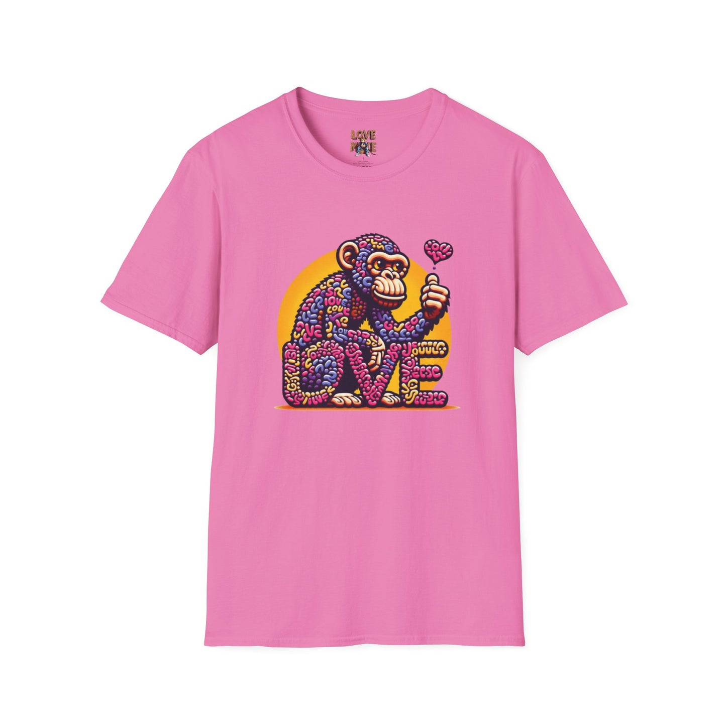 T-Shirt - Love Monkey Design, Trendy Unisex Softstyle Tee, Stylish & Cool Casual Wear, Perfect Gift for Any Occasion