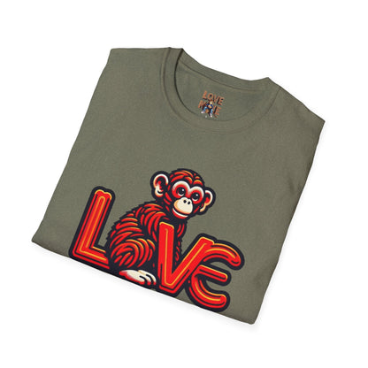 T-shirt Love Monkey Design - Cool, Stylish & Trendy - Perfect for Casual Wear - Unique Gift Idea