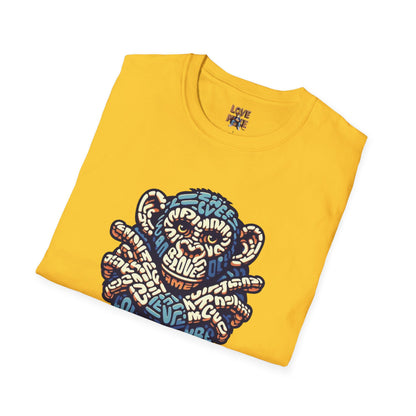 Love Monkey T-Shirt - Unique Designer Graphic Tee, Perfect Casual Wear, Ideal Designer Wear Gift