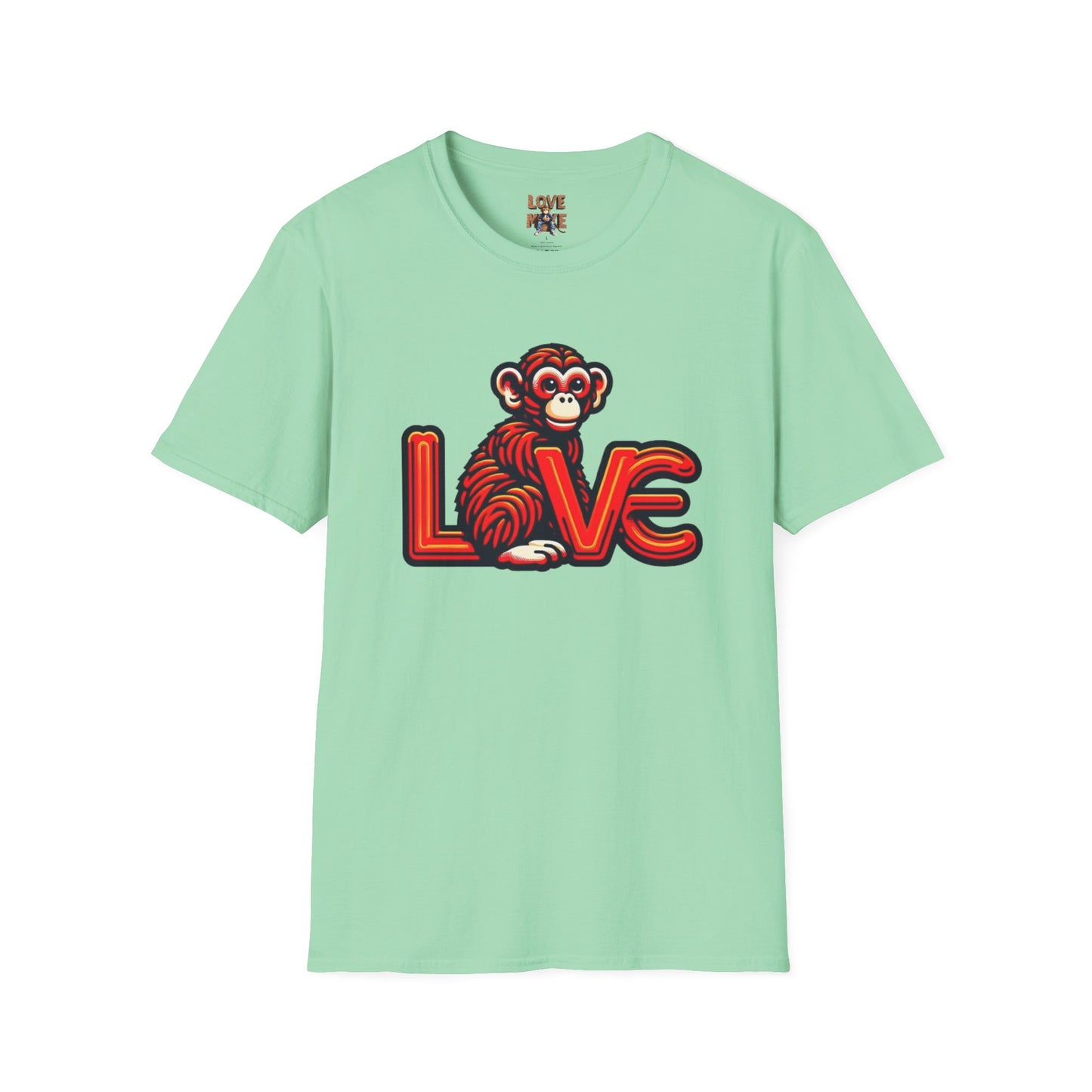 T-shirt Love Monkey Design - Cool, Stylish & Trendy - Perfect for Casual Wear - Unique Gift Idea