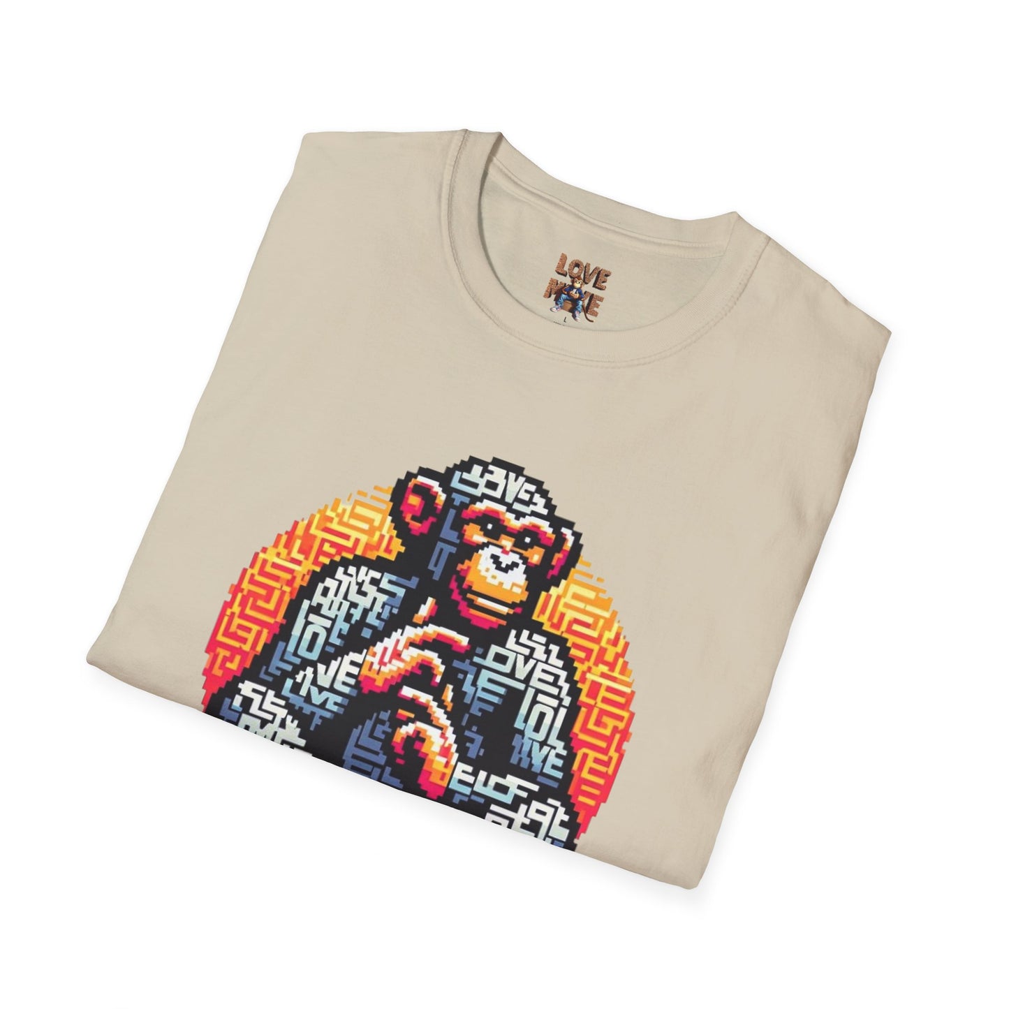 T-Shirt Love Monkey - Unisex Softstyle Casual Wear, Fashionable & Unique Gift for Friends, Family, Birthdays and More