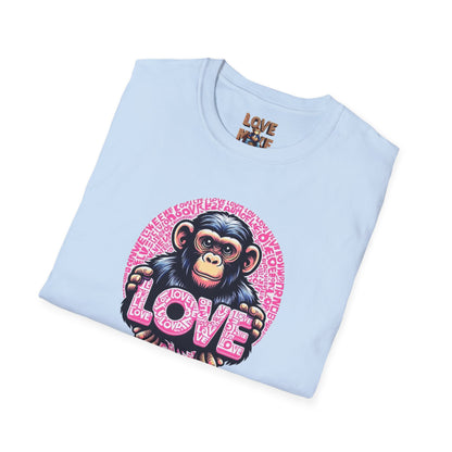 T Shirt with Unique Love Monkey Graphic, Stylish & Trendy, Ideal for Everyday Wear, Fun Gift Idea