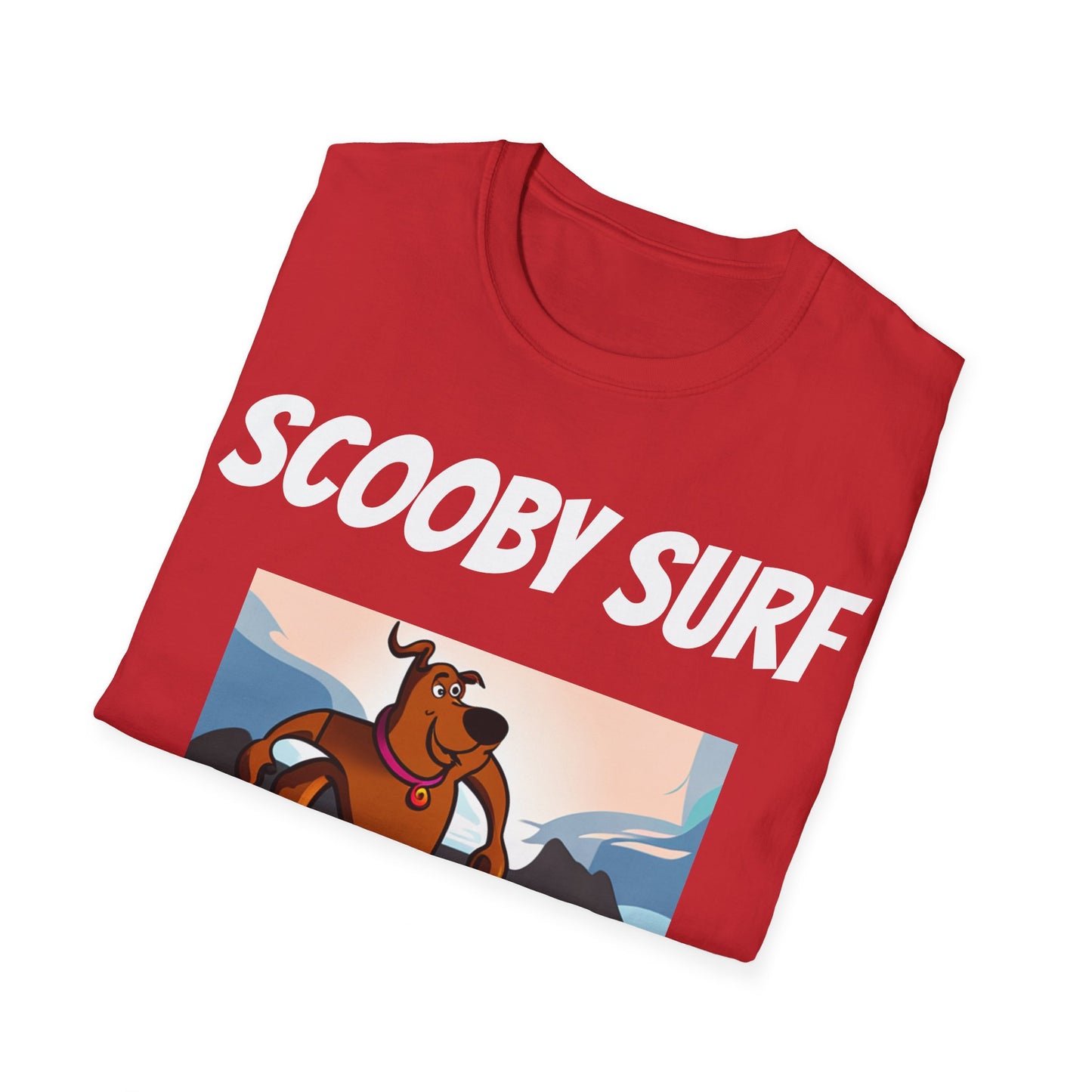 Scooby Surf T-Shirt Surfs Up - Unisex Softstyle Tee, Perfect for Beach Lovers & Water Sports Enthusiasts, Great Gift Idea